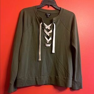 a.n.a Forest Green size  M lace -up Sweatshirts